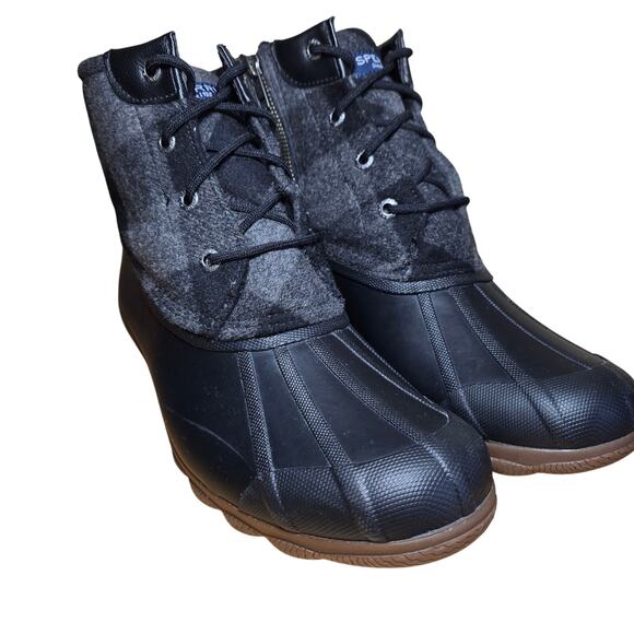 Sperry Saltwater Buffalo Check Duck Boot Msrp $110 Womens Size 8 Excellent - Picture 4 of 9